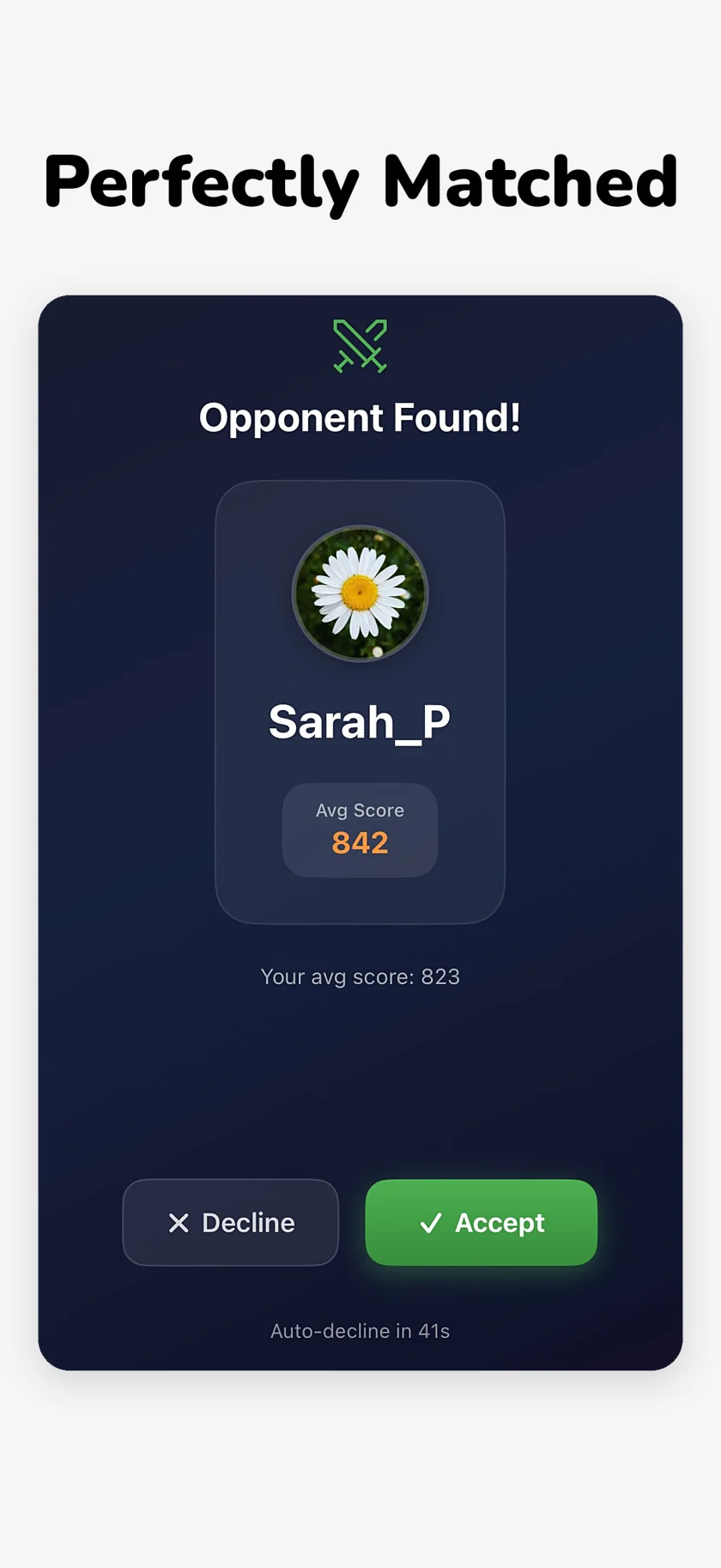 Perfectly matched opponents