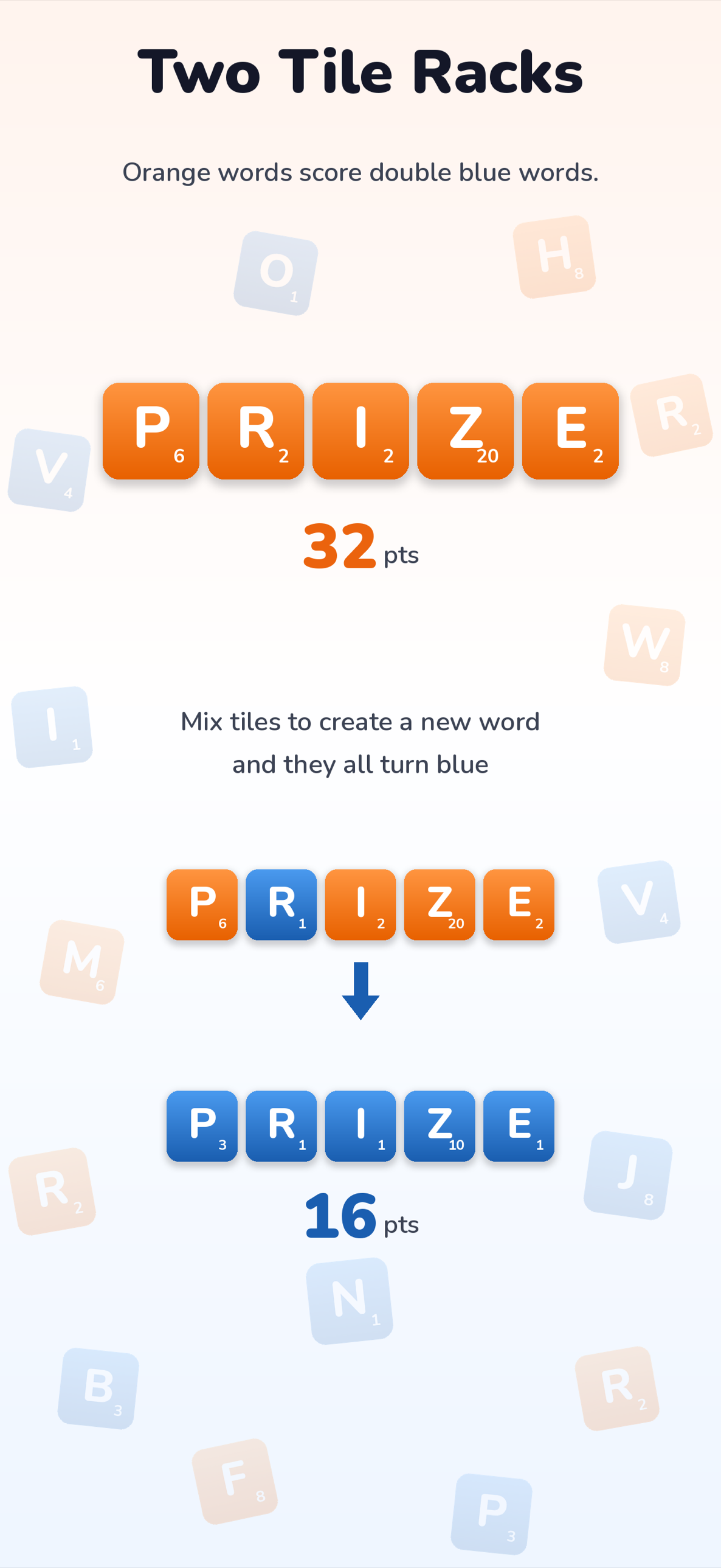Two tile racks: orange and blue