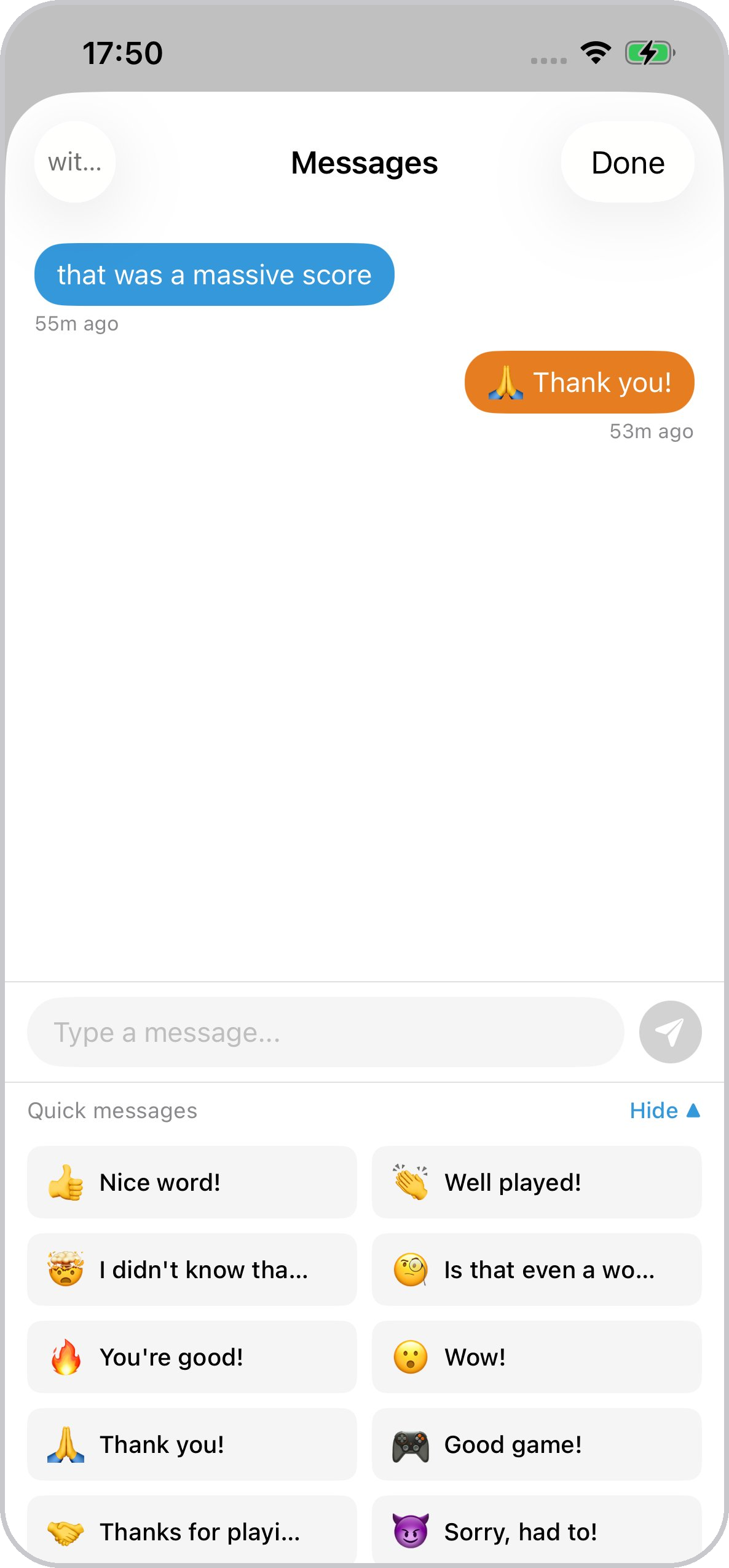 Nerd Words — in-game chat messaging