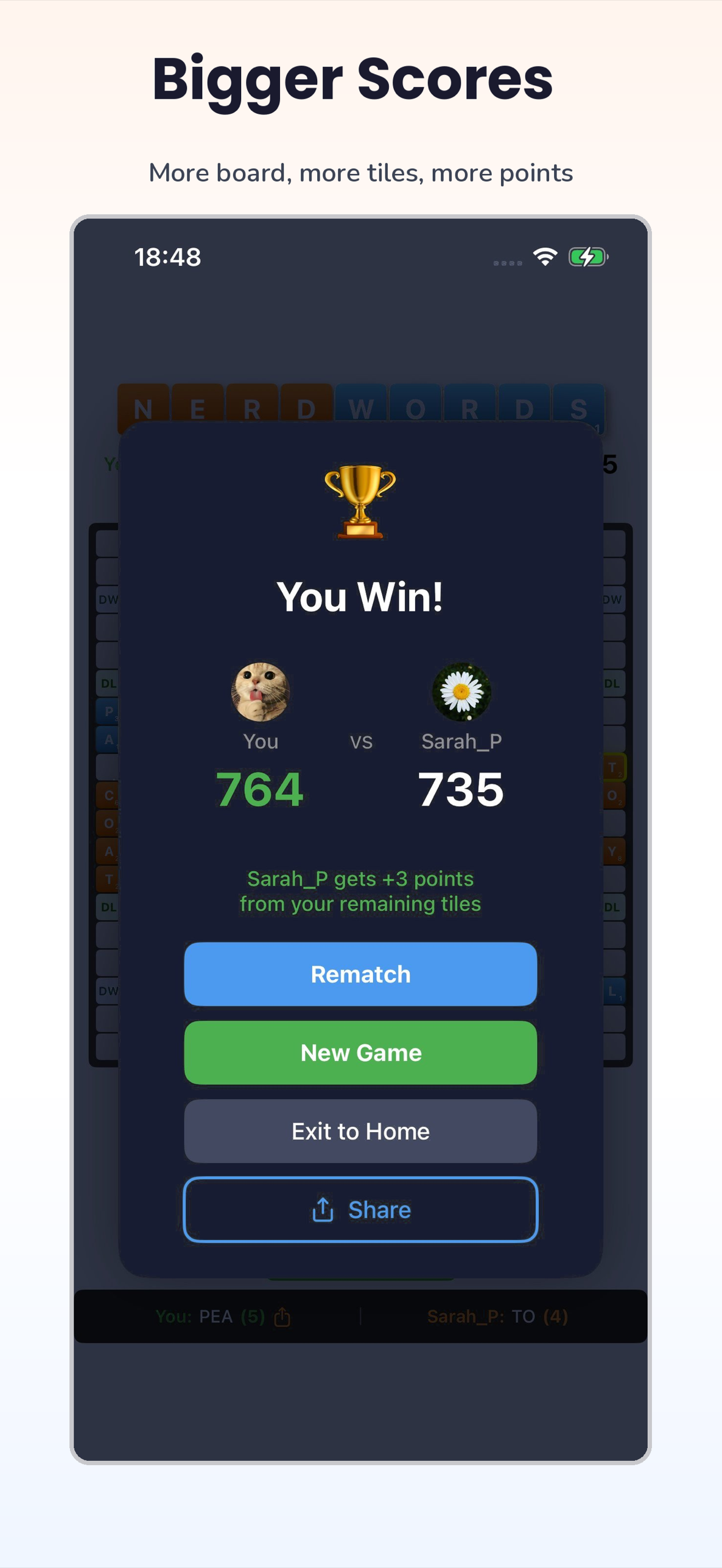 Bigger scores with orange words